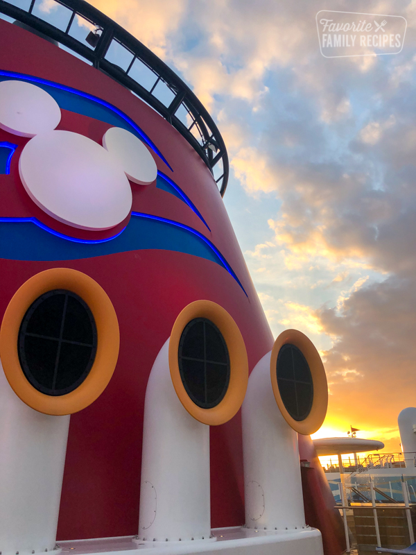 The side of the Disney cruise. 