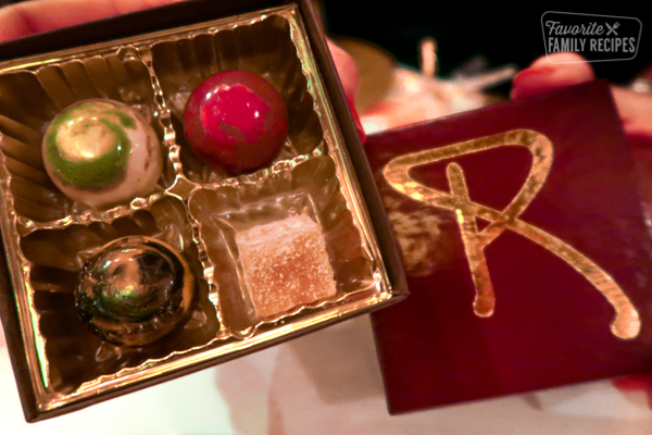 A box of petits fours from the Remy restaurant.