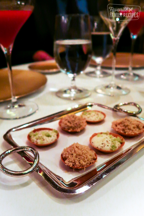 The first course. Foie gras and cauliflower foam.