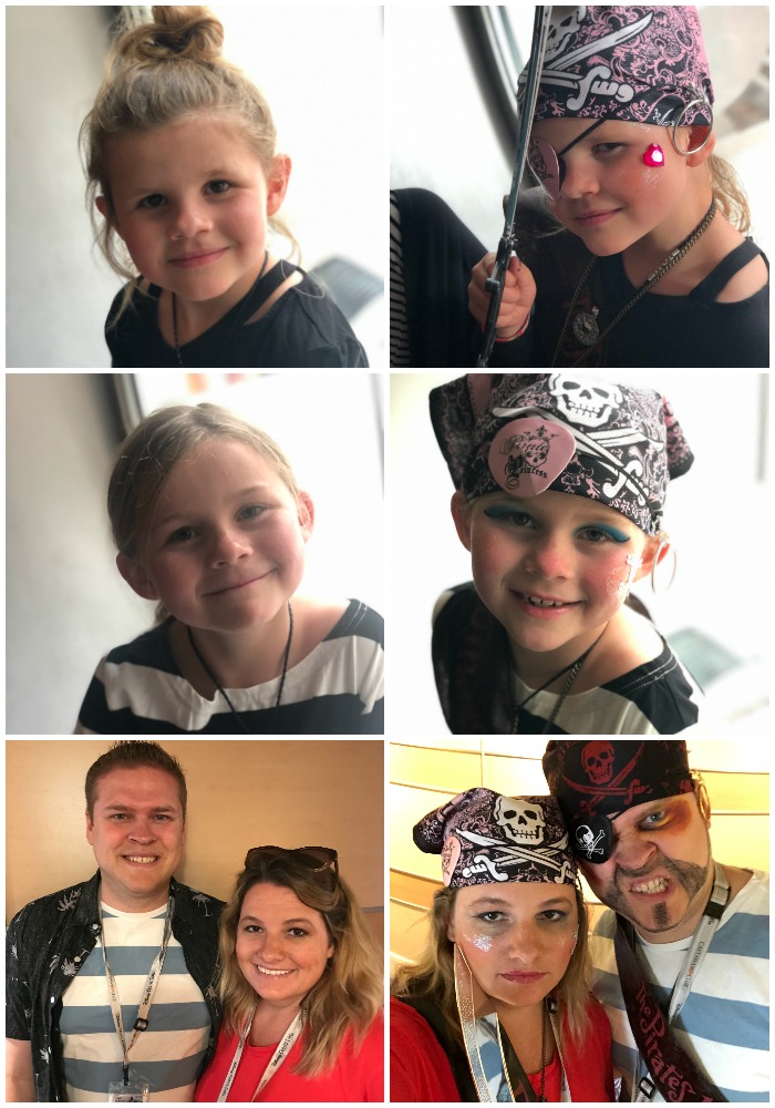 Erica's family dressed in pirate costumes.