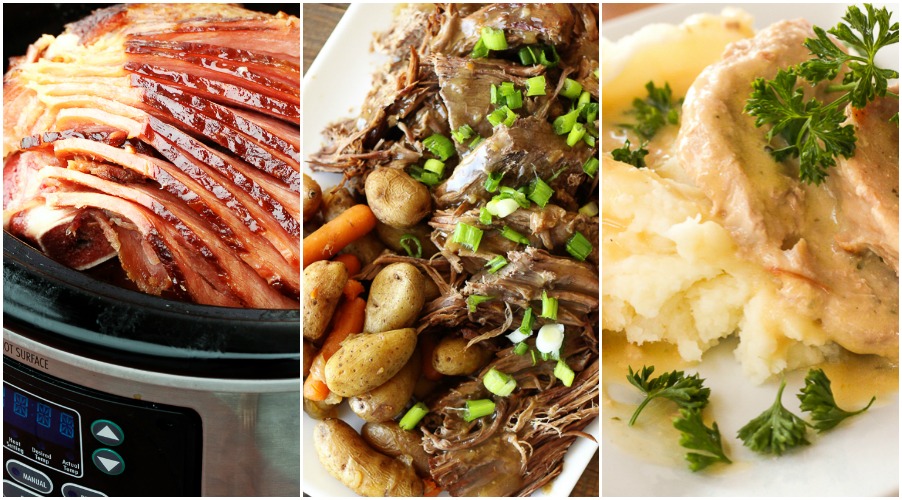 Collage of Ham, Roast beef, and Pork chops 