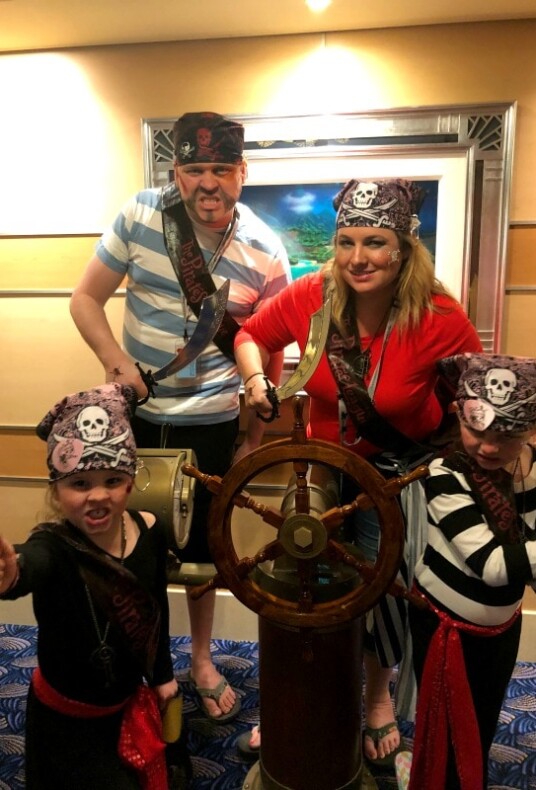 Erica and family dressed up for the pirate night.