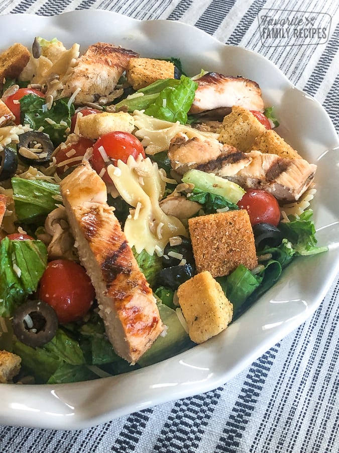 caesar salad with chicken and pasta