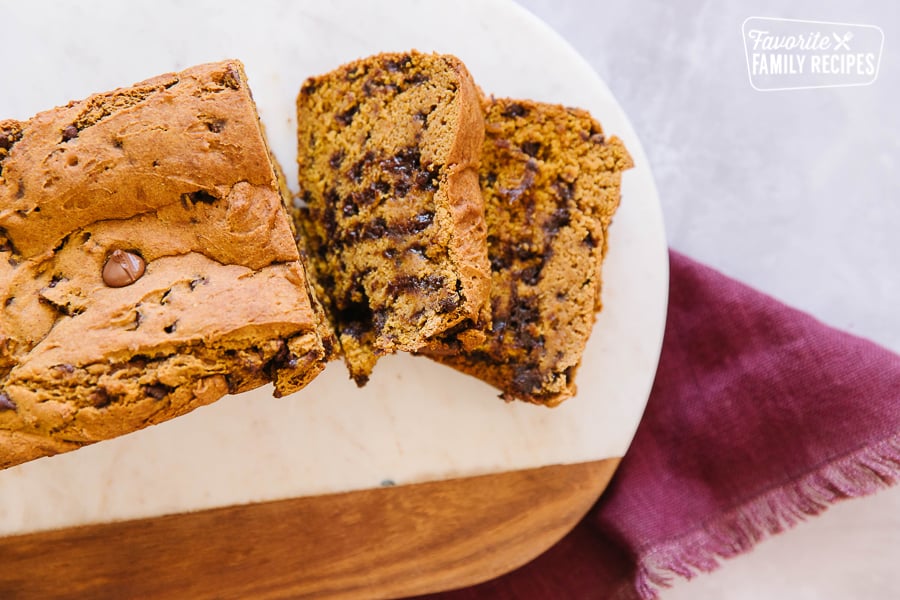 Gluten free pumpkin bread on a cutting board