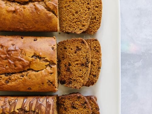 3 loaves of pumpkin bread made 3 ways
