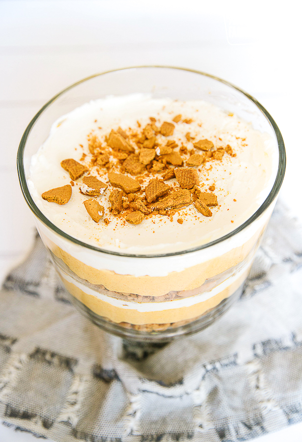 Pumpkin Trifle with crumbled ginger cookies on top