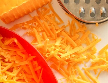 Block cheese that has been shredded
