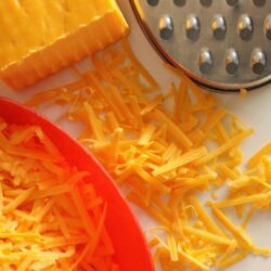 Block cheese that has been shredded