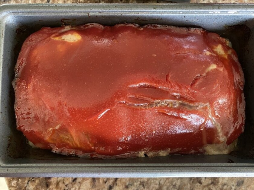 Cooked Meatloaf in a pan