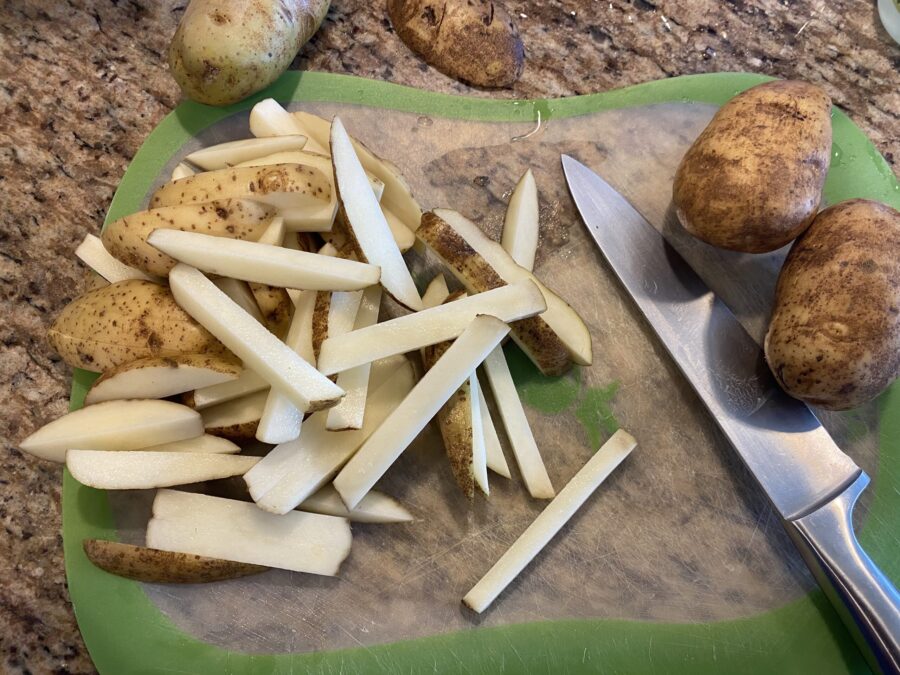 potatoes cut into fries