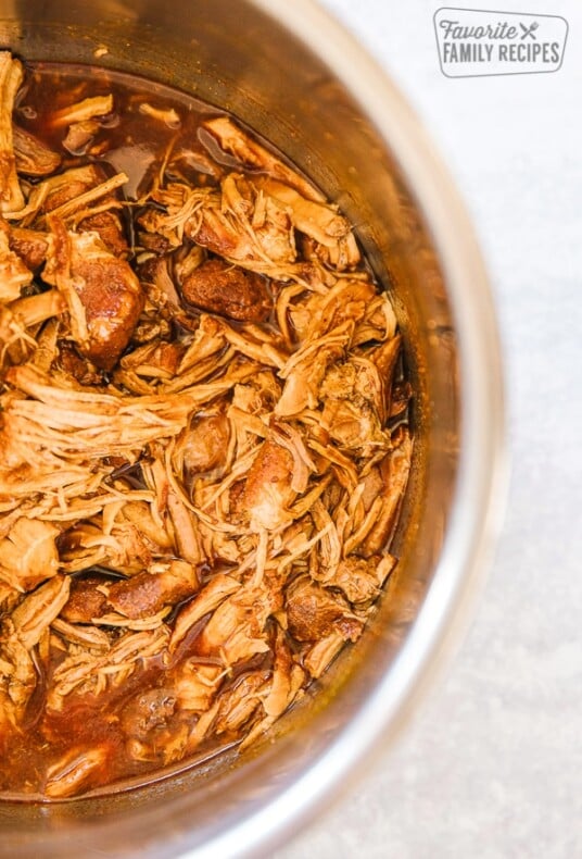 An Instant Pot full of pulled pork