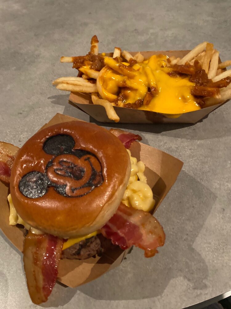 Cosmic Ray's Burger and Cheese Fries.