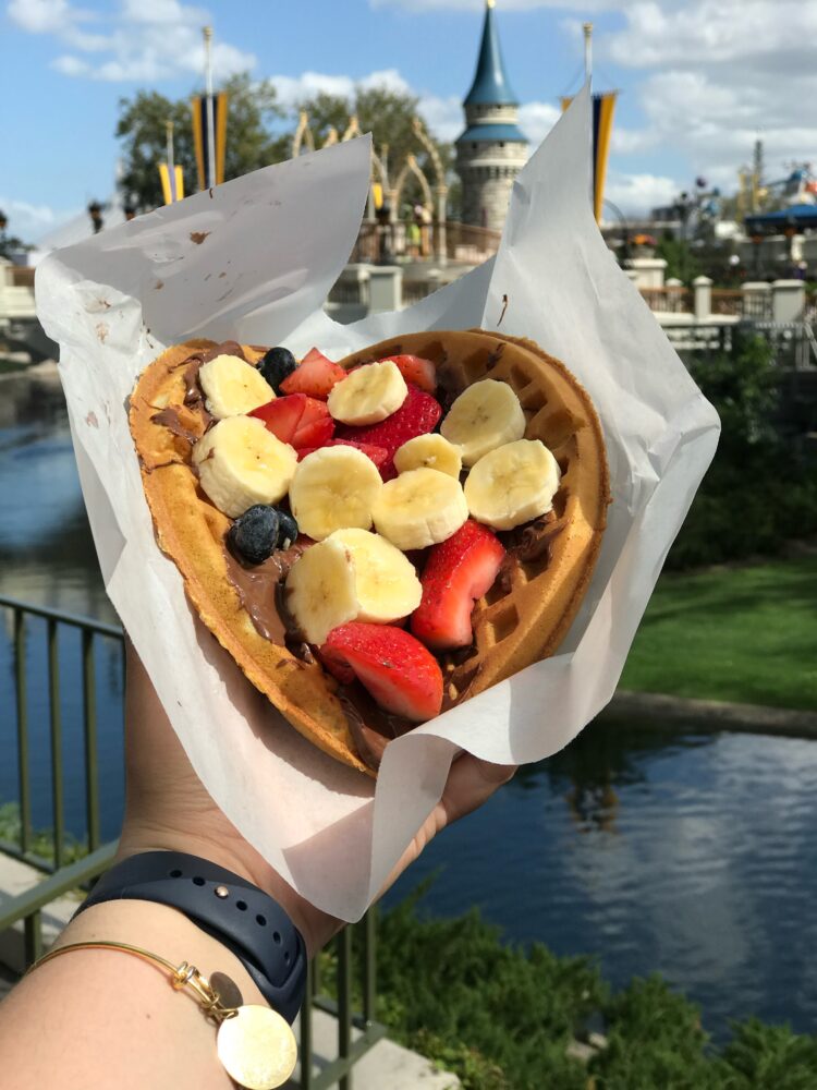 Waffle sandwich with fruit.