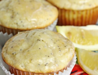 Lemon poppy seed muffins on a table