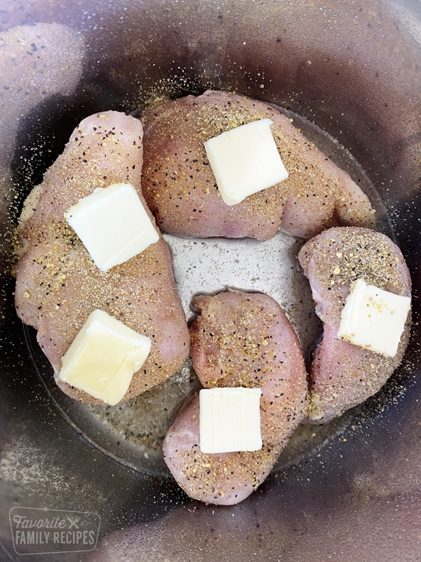Uncooked chicken breasts in Instant Pot