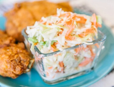 KFC Coleslaw recipe served with fried chicken