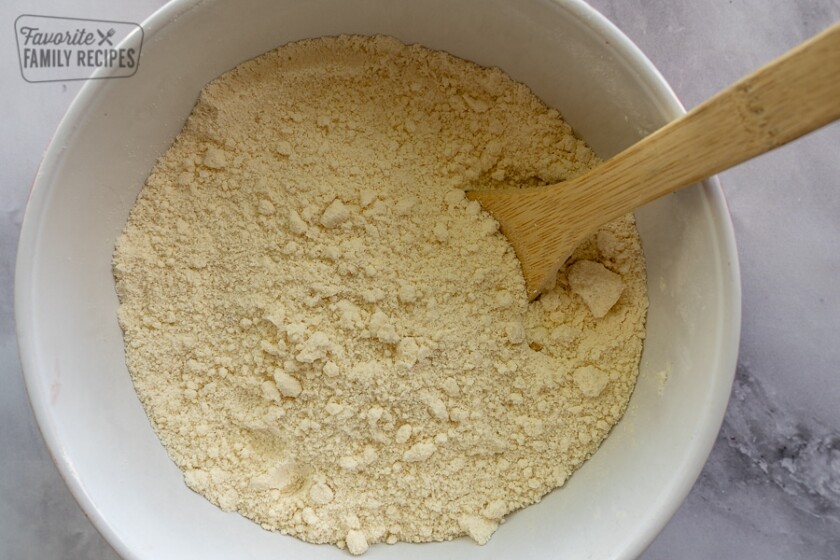 A bowl of biscuit dough for strawberry shortcake recipe