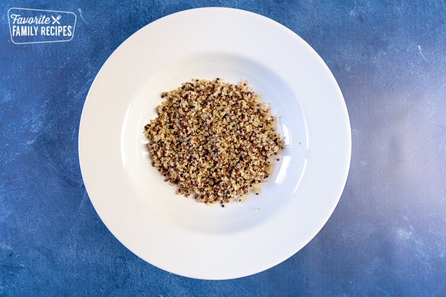 Grains in a white bowl. 