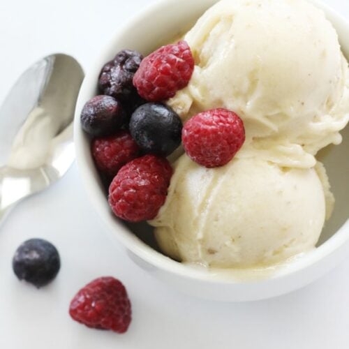 banana ice cream with berries