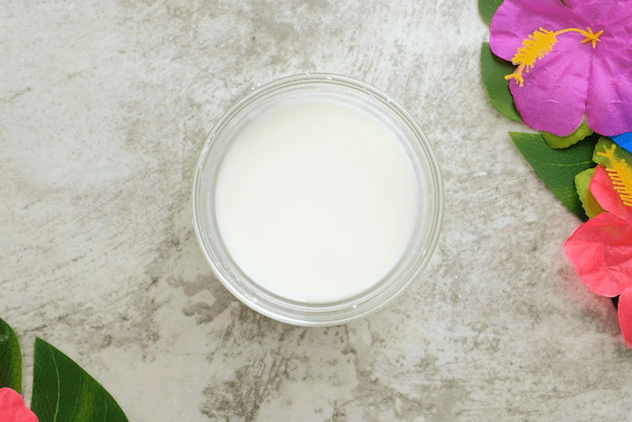 Cornstarch and water mixed in a small bowl for Authentic Hawaiian Haupia (Coconut Pudding).