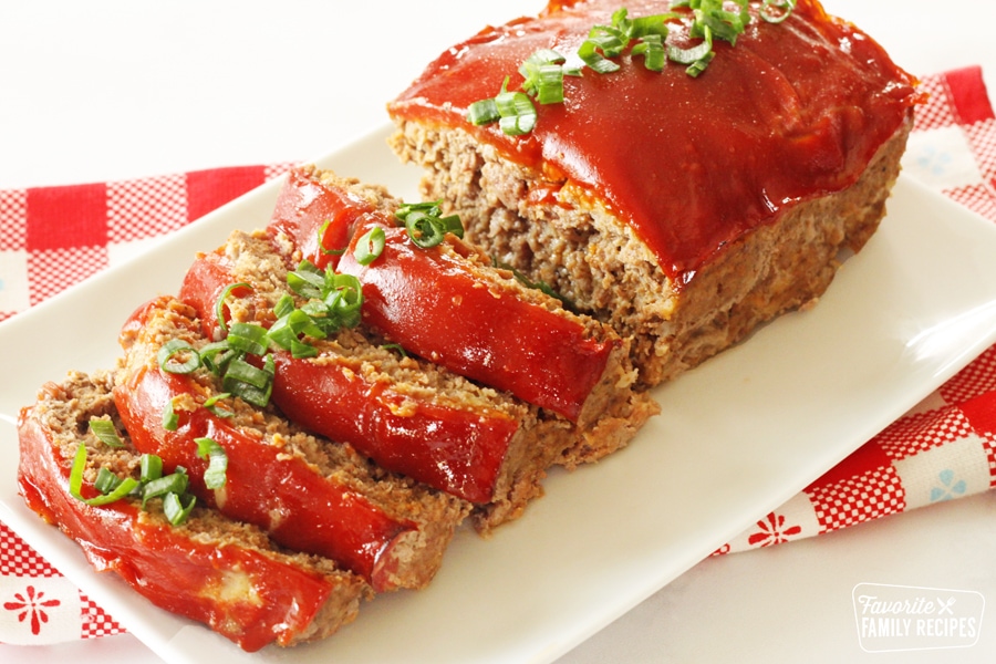 Meatloaf sliced part-way through.