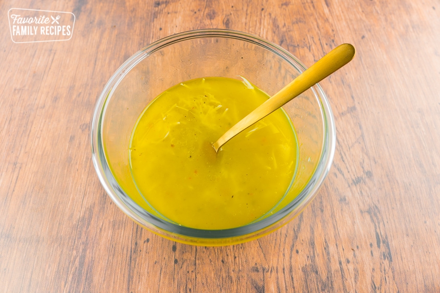 Lemon sauce in a small bowl