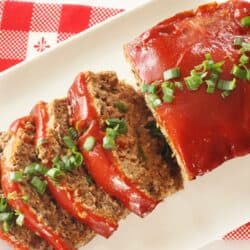 Meatloaf with slices on a plate