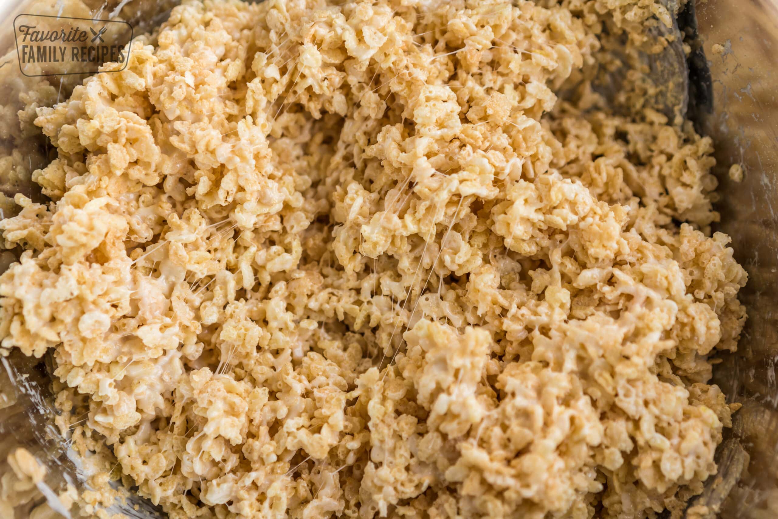 Up close photo of microwave rice krispie treats.