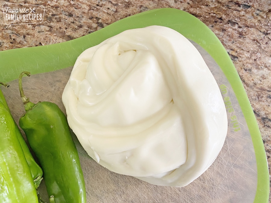 Fresh Hatch chiles are the best kind of chile to use for chiles rellenos! They have a bright flavor with a touch of sweetness. Oaxaca cheese for Hatch Chile Rellenos.