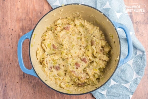 Thick clam chowder roux in a large stock pot