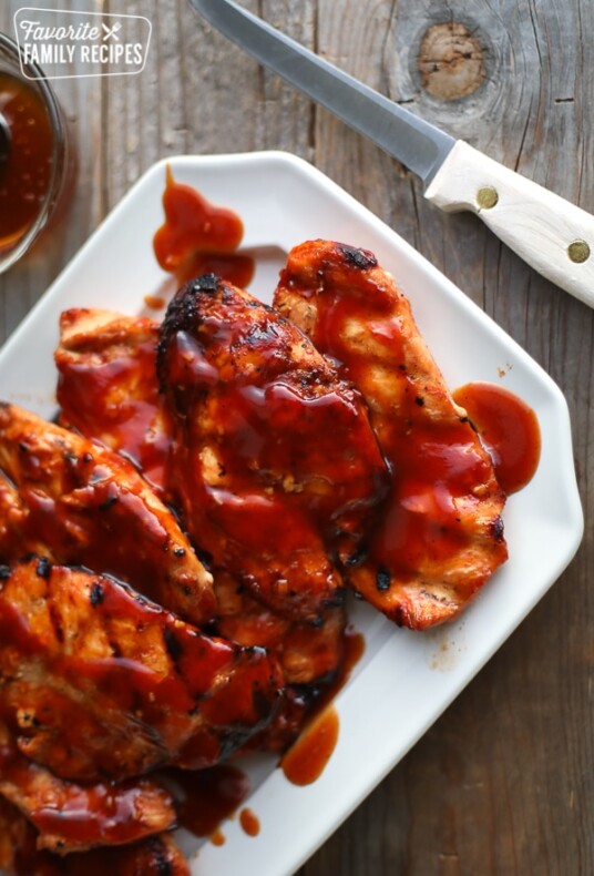 Honey BBQ Chicken grilled and served on a platter