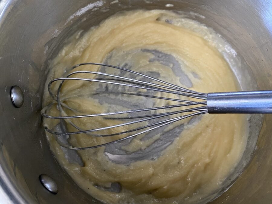 Roux for gravy in a pan