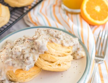 biscuits and gravy on a plate