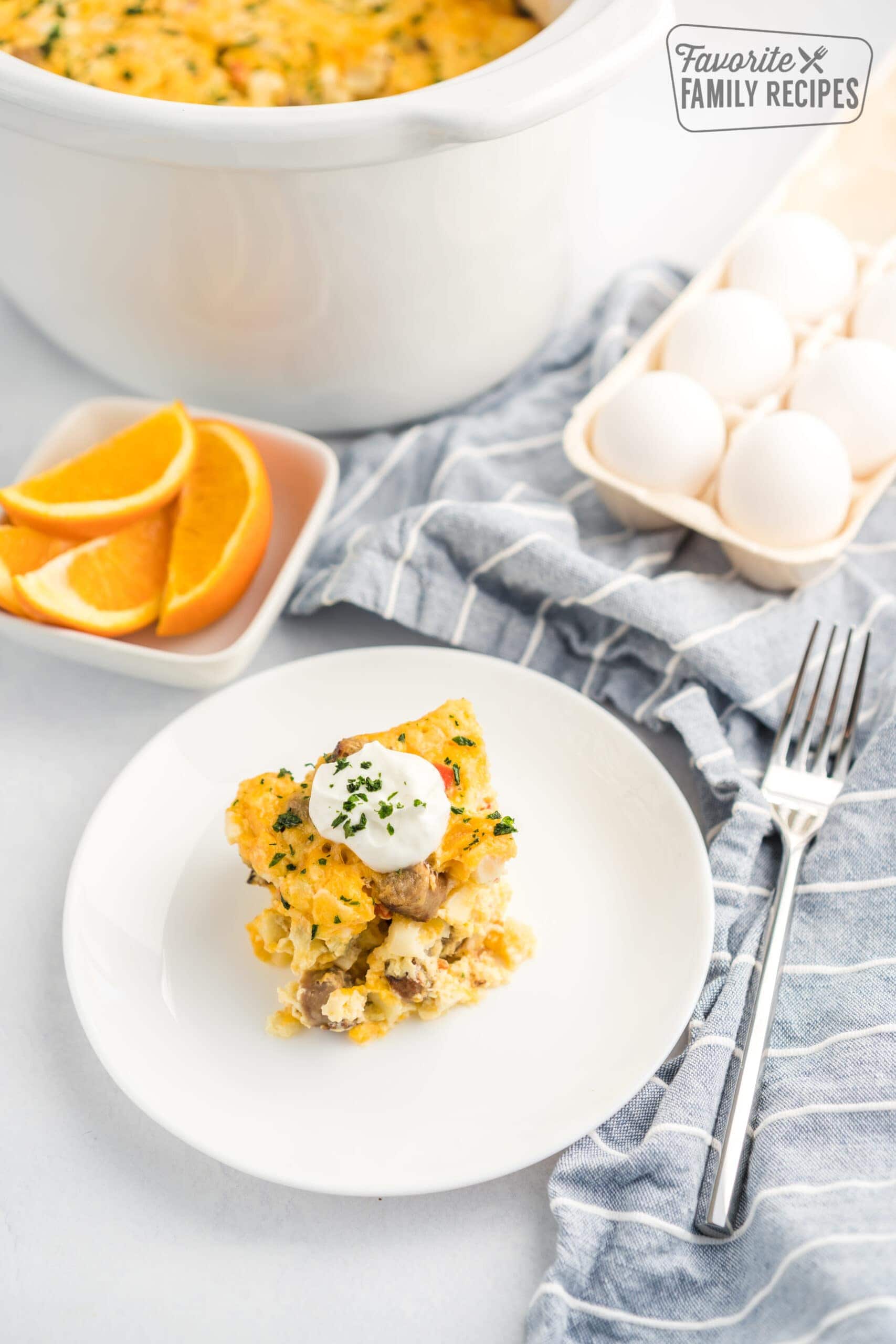 Crock Pot Breakfast Casserole -Cooks Overnight | Favorite Family Recipes