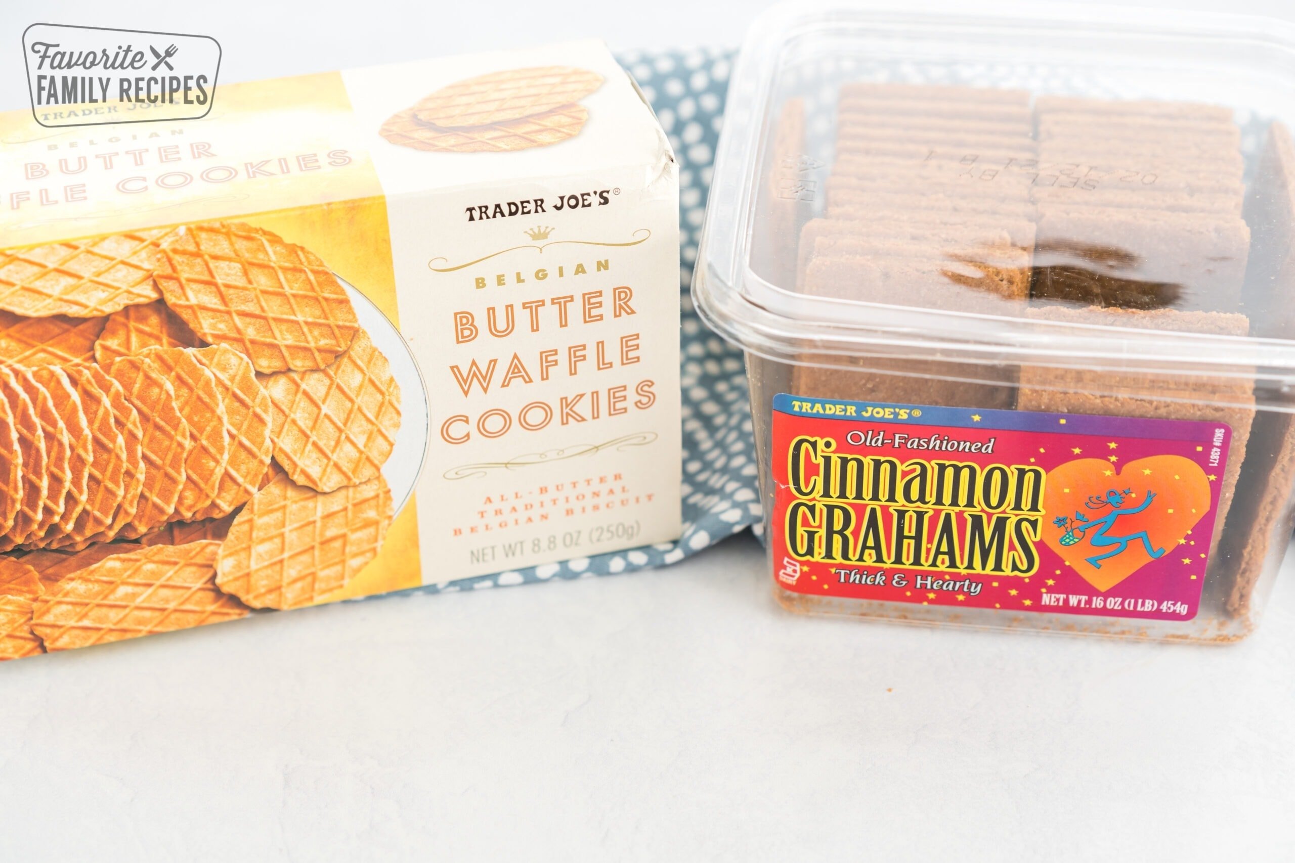 Butter waffle cookies and graham crackers from trader joes.