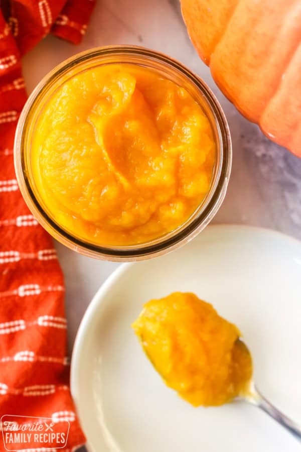 Closeup of pumpkin puree