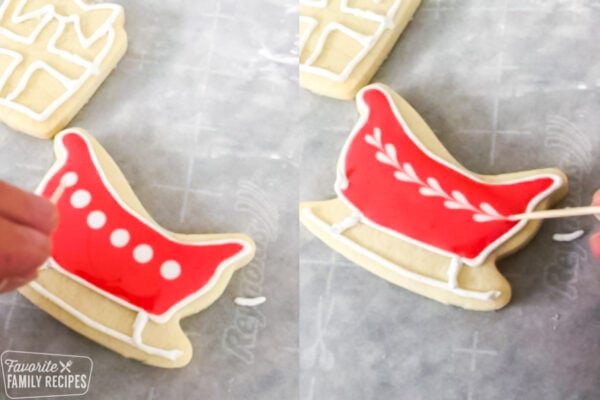 Sleigh Christmas cookie being decorated