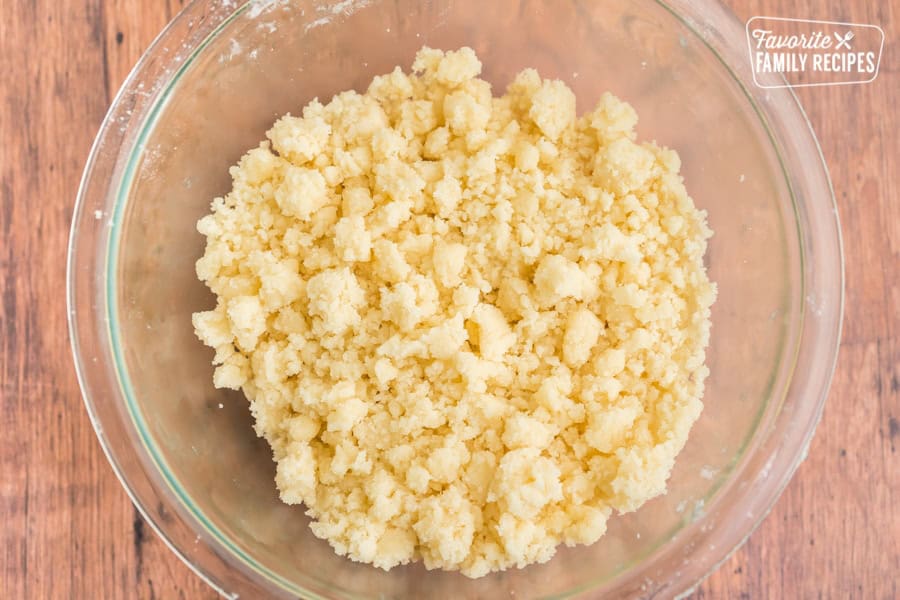 Raw crumb topping in a bowl