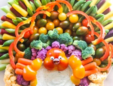 Turkey veggie tray for a Thanksgiving appetizer