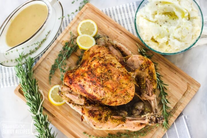 Roasted turkey on a serving platter