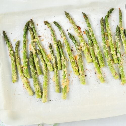 Roasted Asparagus on a baking sheet