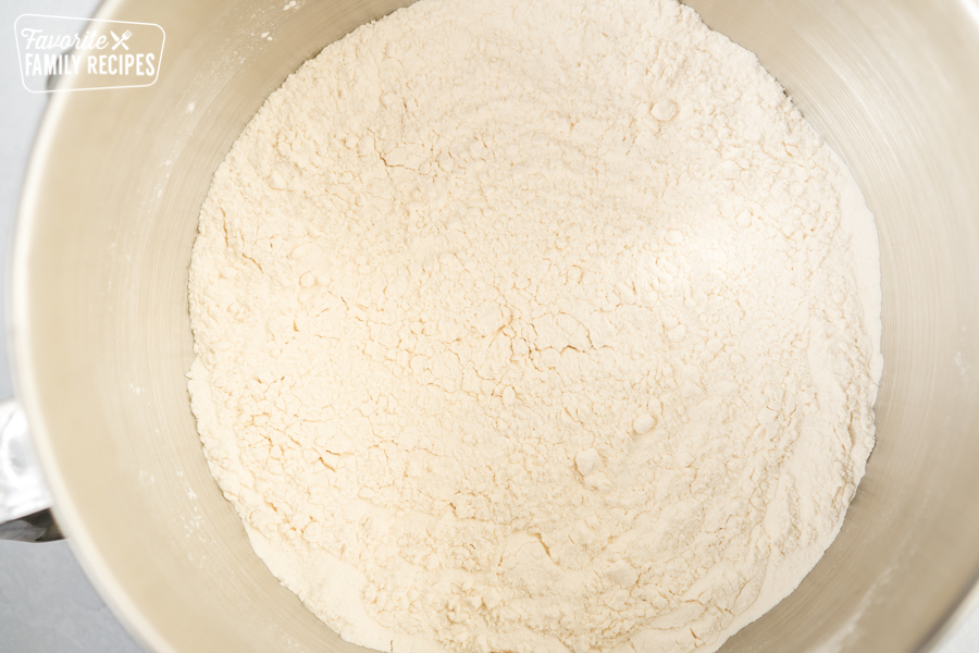 Flour in a mixing bowl