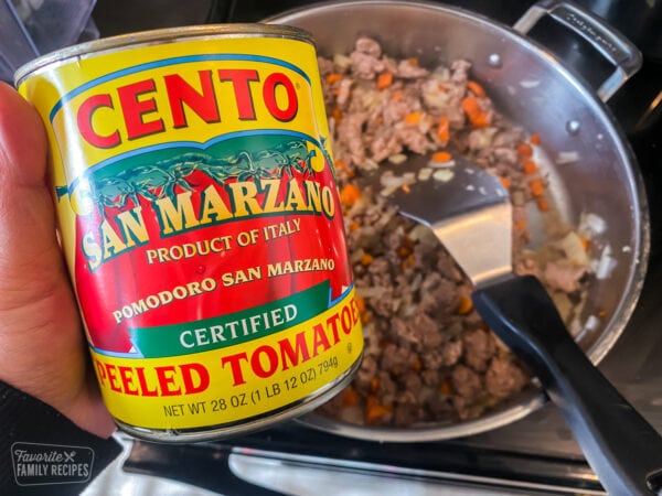 Can of San Marzano tomatoes.