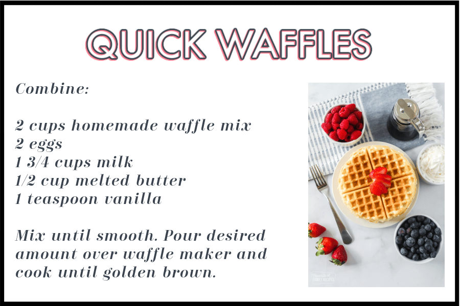 Waffle Mix Instructions with picture.