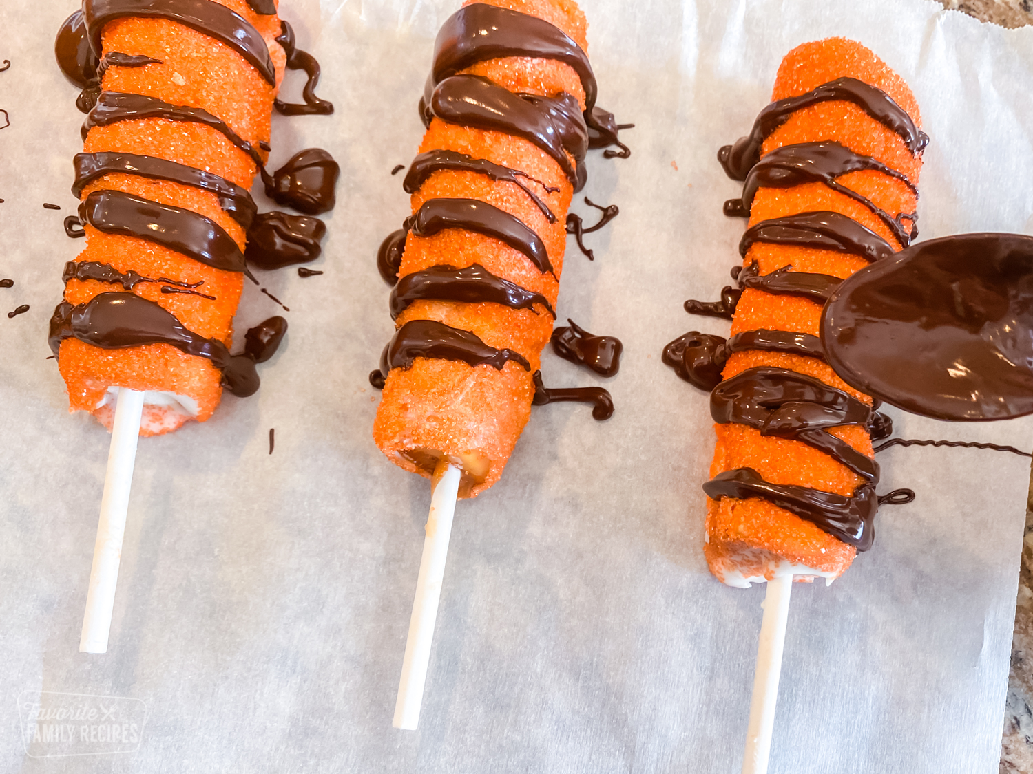 Tigger tails drizzled with chocolate