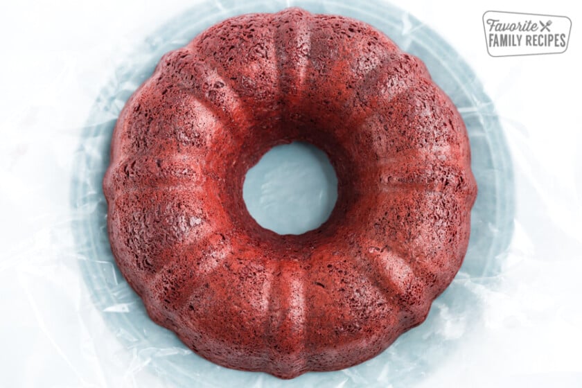 Unfrosted bundt cake on a plate