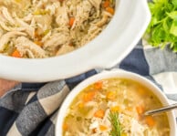Slow Cooker Chicken and Rice Soup in a bowl