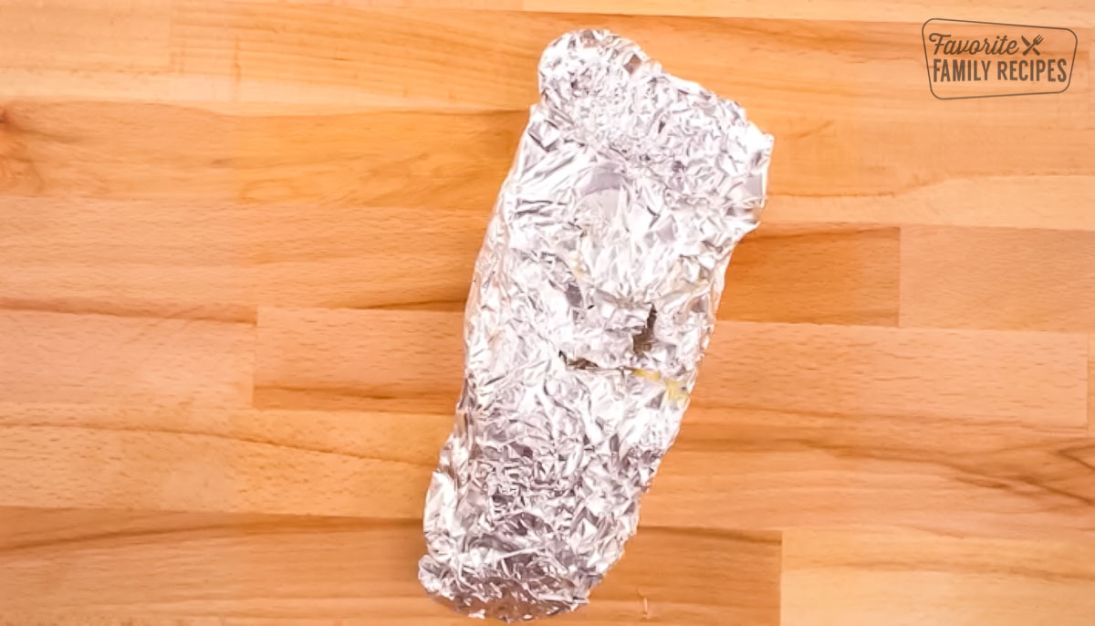 A Cajun Shrimp Foil Packet all wrapped up in tin foil
