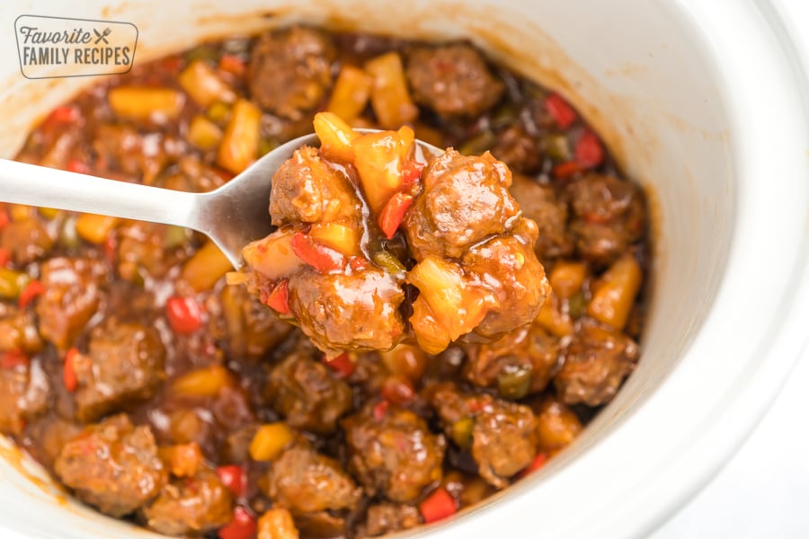 Sweet and Sour Meatballs in a crock pot