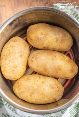 Four baked potatoes in an instant pot